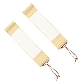 PATIKIL 15x4 Mini Hanging Xuan Paper Scroll, 2Pcs Silk Half Raw Ripe Blank Hanging Xuan Paper Chinese Calligraphy Blank Hanging Scrolls for Art Painting Home Decor, Milk White