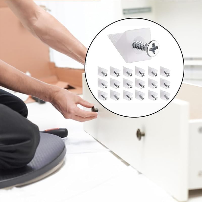 100pcs Drawer Repair Kit, Plastic Corner Brace Angle Code Bracket