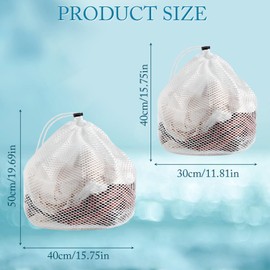 2Pcs Mesh Laundry Bags, Drawstring Washing Machine Bag Net Laundry Wash Bags Travel Washing Bag Machine Wash Bags for Cloths Blouse Bra Sock (11.8"x15.8"/15.8"x19.7")