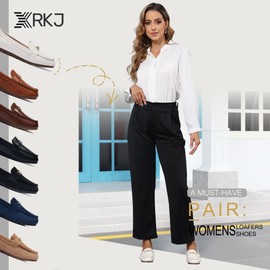 Women’s Loafer Casual On Flat Shoes Classy and Comfortable Slip On Flat Shoes (White Leather 7.5)