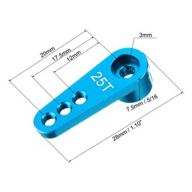 sourcing map 5 Pcs Aluminum Servo Horn 25T Servo Horn Steering Short Arm 28mm Length Blue Suitable for DIY RC Car/Boat/Airplanes Boat Model Accessories