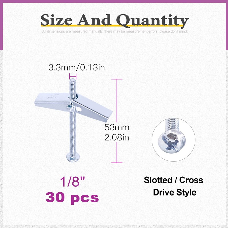 Swpeet Toggle Bolt and Wing Nut Kit for Hanging Heavy