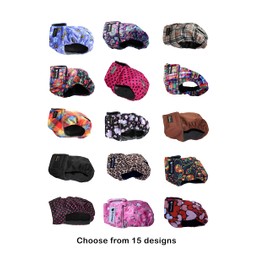 Glenndarcy Female Dog Season Nappy - Waterproof Fabric (Size Medium Long Pants only, Dotty Pink)