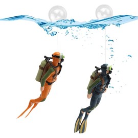 JLEivvi 2 Pack Fish Tank Decorations Creative Floating Aquarium Accessories Aquarium Diver Ornament for All Kinds of Fish Tanks