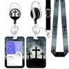 Three Crosses Badge Holder with Retractable Reel Clip,Sunlight Lanyards for