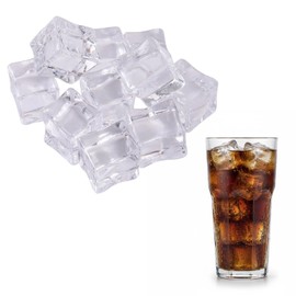 Thfaeyta 20Pcs 18mm Square Reusable Ice Cubes, Plastic Fake Ice Cubes for Vase Fillers, Table Scatter, Party Favor, Wedding Decoration, Photography Props, Food Display, DIY crafts