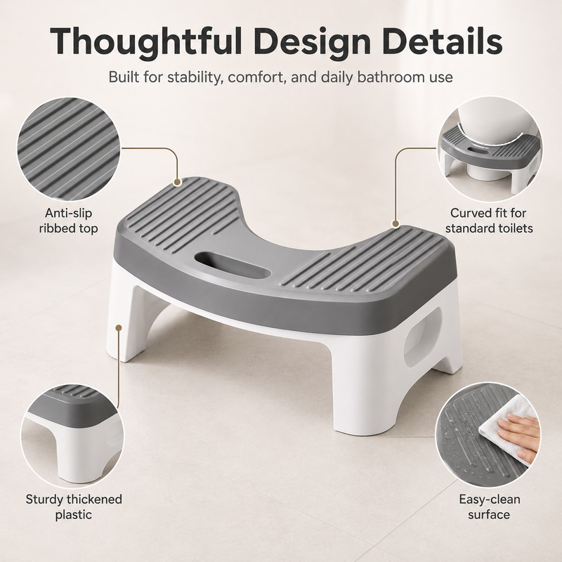 Toilet Foot Stool for Bathroom Posture – Anti-Slip Squatting Aid