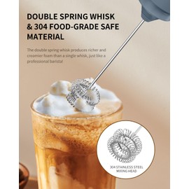 CIRCLE JOY Rechargeable Milk Frother Hanheld, Dual Ring Electric Coffee Frother, Portable Hand Frother Wand Drink Mixer for Matcha Lattes Cappuccino, Kitchen Gifts, Blue