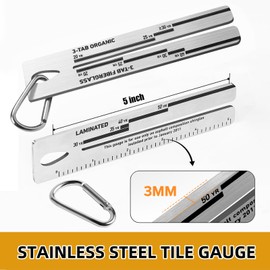 1 Pack Metal 4/09 Shingle Gauge with Carabiner, House Roof Gauge Tool, Roof Pitch Gauge Roofing Tools Engineering Rulers Equipment for Measuring and Analyzing The Thickness of Roof Tiles