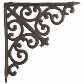 Import Wholesales Cast Iron Wall Shelf Bracket Ornate Curl Pattern Rust Brown 10" Deep