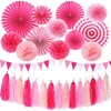Cmaone Hotpink Party Decorations Pink Girls Paper Fan Birthday Baby