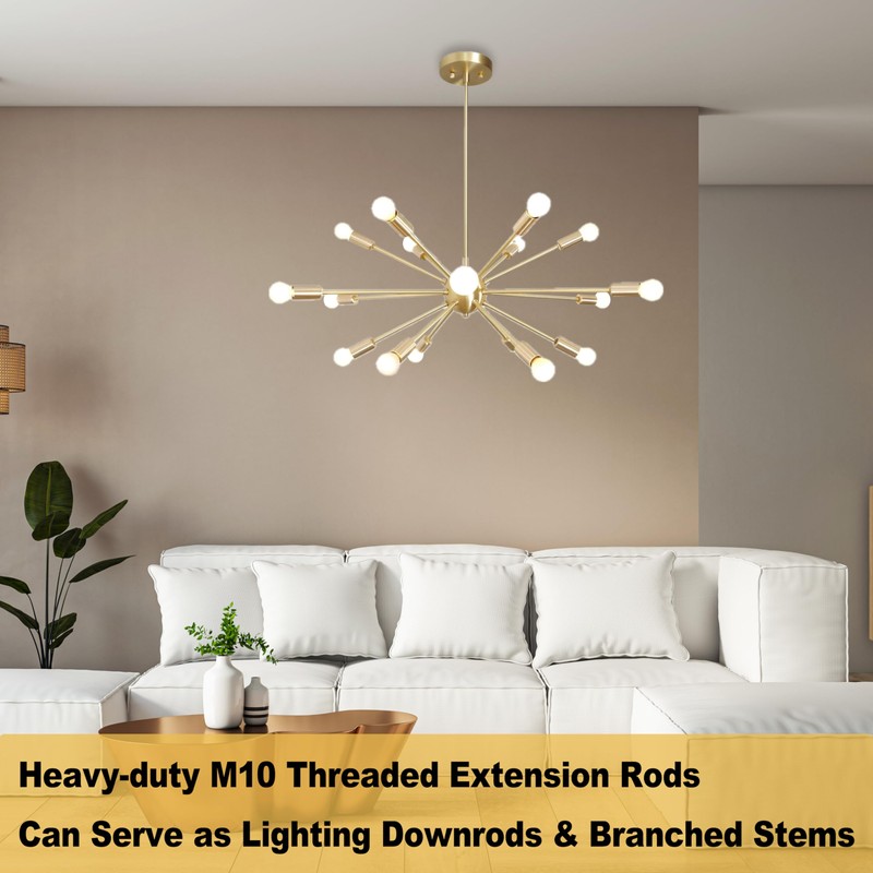 M10 Threaded Extension Poles Lighting Fixture Downrods Stems & 180
