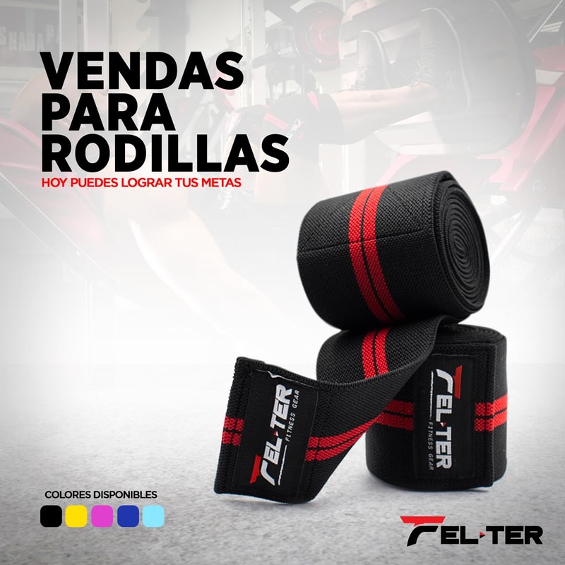 FELTER FITNESS Vendas para rodillas gym, rodilleras elásticas soporte para