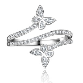 Otxas Silver Butterfly Rings Butterfly Jewelry Silver Rings Cute Ring for Women Engagement Ring Butterfly Jewelry