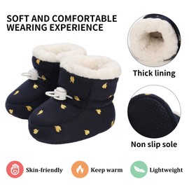 Tolaler Baby Newborn Fleece Booties Unisex, Thickened Lining, Warm Baby Winter Shoes, Adjustable Non-Slip with Soft Sole, Baby Booties/Everyday Wear (0–18 Months), A Navy Blue
