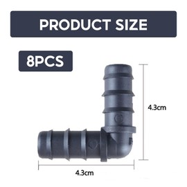 8 Pcs Soaker Hose,Irrigation System Hoses Connectors Soakers 1/2 Inch Plastic Watering Tubing Adapters Kit Elbow Pipe Parts Fittings 13mm Flexible Joint,for Garden Drip Barbed Connector Coupler,Black