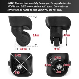 Volein 2-Pcs Luggage Wheel Replacement, Suitcase Black Travel Wheels Kit DIY Repair, Spinner Casters Sturdy Plastic 360 Degree Rotation