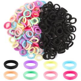 200Pcs Baby Hair Ties, 2cm Seamless Cotton Toddler Hair Ties Small Multicolor Hair Ties Elastics Hair Bands Hair Accessories for Kids Girls