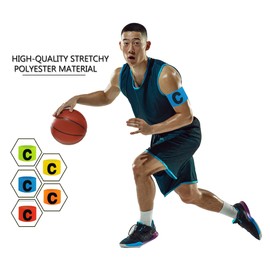 TROTH Captain's Armbands - Adult & Youths Elastic Sports Arm Band - Adjustable Captain Armbands for Football, Soccer, Hockey, Rugby etc. (Blue, Junior (2 Pack))