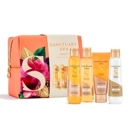 SANCTUARY Spa Signature Glow & Go Washbag – Luxury Travel-Size Skincare Gift Set for Women with Body Wash, Scrub & Lotion – Perfect for Pampering, Self Care & Christmas