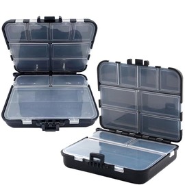 Fishing Lure Box, Double Layer Tackle Box Fishing, Fall Protection Made of Plastic Material, Anti-Lost, Double-Sided Bait Box, Wear-Resistant, Quick Storage for Fishing (Black, 2 Pieces)