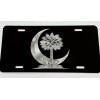 Diamond Etched Products Engraved SC Palmetto Palm Tree Moon Car Tag Diamond Etched Front License Plate