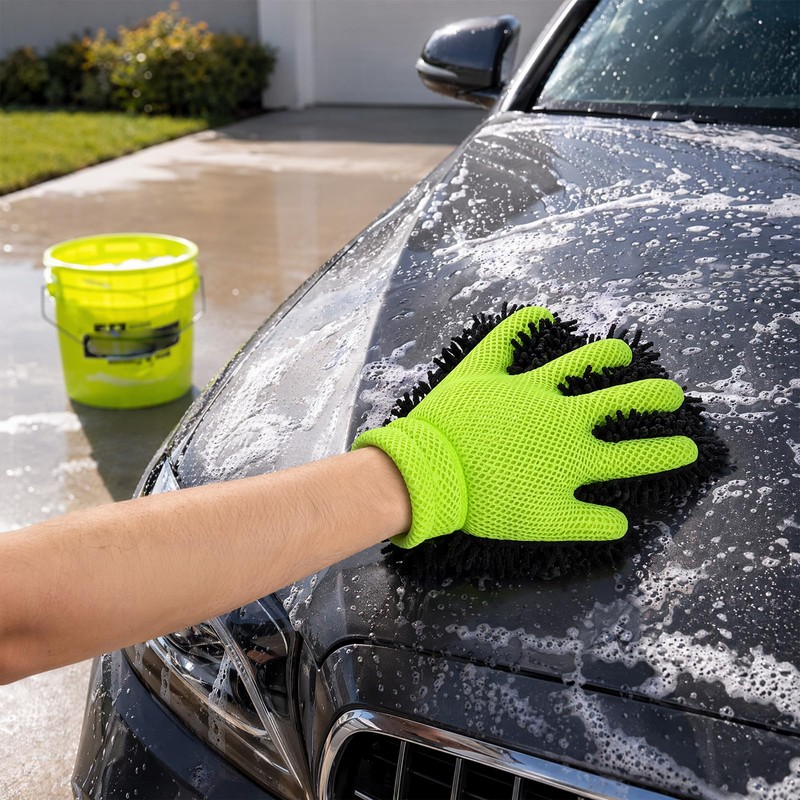 Premium Microfiber Car Wash Mitt Scratch-Free Super Absorbent Car Cleaning