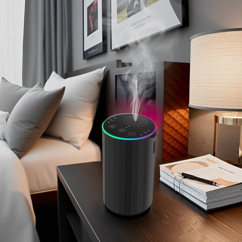 Waterless Essential Oil Diffuser, 7 Colors LED Light, Battery Powered