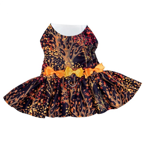 Fall Leaves Harness Dress with Matching Leash (Medium)