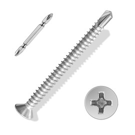 ANCHOREASE #8×2″ Sheet Metal Screws 100Pcs, 410 Stainless Steel Self Drilling Screws, Flat Head Phillips Fast Self Tapping Screws