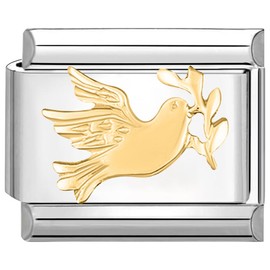 Quiges 9 mm Italian Style Module Stainless Steel Pigeon for Italian Charm Bracelets