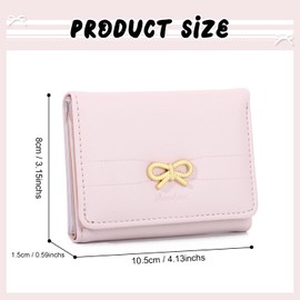 KUANG! Women Fashion Wallets Girls Cute Bow Small Wallet Aesthetic Card Holder ID Window Purse
