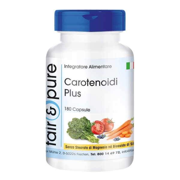 Fair & Pure® - Carotinoidi Plus - Complesso di carotenoidi - Con Beta-carotene, luteina, zeaxantina e licopene - Vegan - 180 Capsule