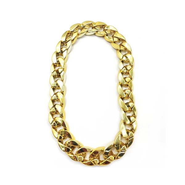 Gangster Chain Necklace Hip Hop Rapper Jewellery Pimp Fancy Dress Accessory Chunky Chain (golden)