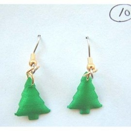Team-Zebra Funky Earrings & Novelty Jewelry Funky Mini PUFFY CHRISTMAS TREE EARRINGS-Chris