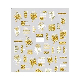 Bee Honey Flowers Nail Decals Sticker Rose Daisy 'Love is My Religion' Leaf Cj033 Laser Gold White Nail Wraps Stickers Manicure Supplies for Women Nails Full Long Lasting Easy Apply and Remove