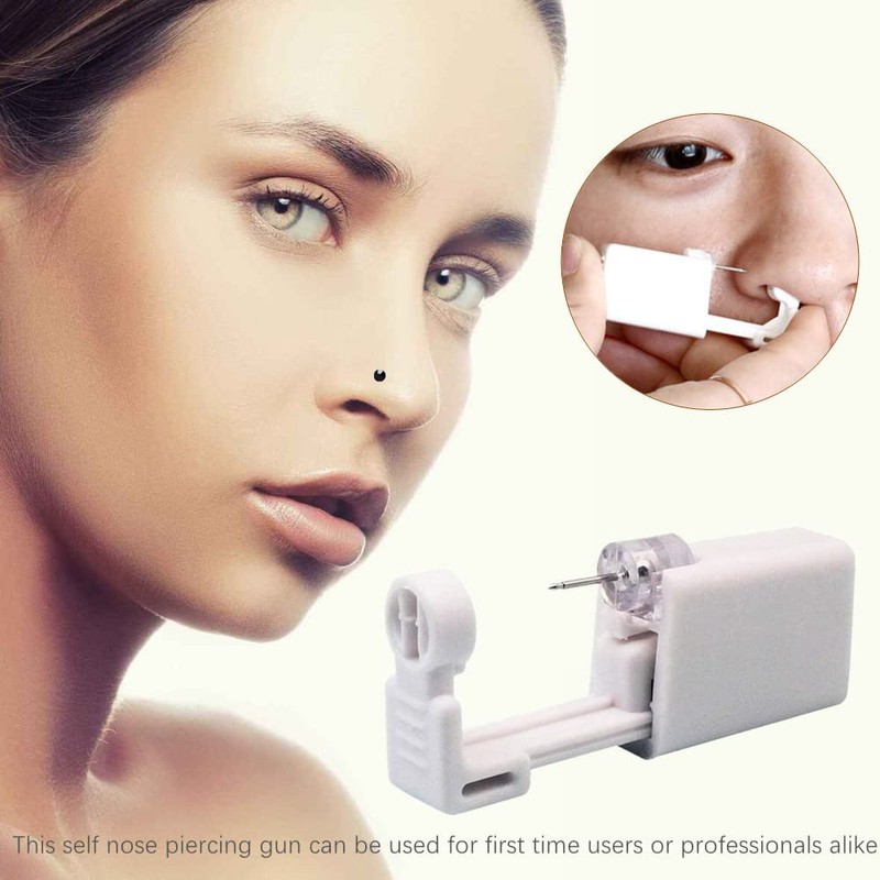 Suskriyocic 2 Pack Disposable Sterile Nose Piercing Kit Tool with