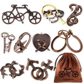 9 PCS Metal Brain Teaser Puzzles Disentanglement Puzzles Lock Puzzle Games Set Gift for Adults Teenagers Kids