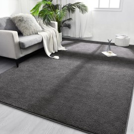 FlyDOIT Area Rugs for Bedroom Living Room, 6x9 Dark Grey Super Soft Comfy Thickened Memory-Foam Indoor Carpets, Modern Aesthetic Minimalist Carpet for Boys Girls Adults Apartment Nursery Home Décor