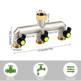 Xbessc Xbessc 3/4 Zoll Wasserhahn Wasserverteiler 3fach Vernickelt Messing Wasseranschluss Verteiler mit Individuellem Absperrh?hnen 3 Wege Verteiler Wasser f1r Bew?sserungssysteme und Gartenbew?sserung