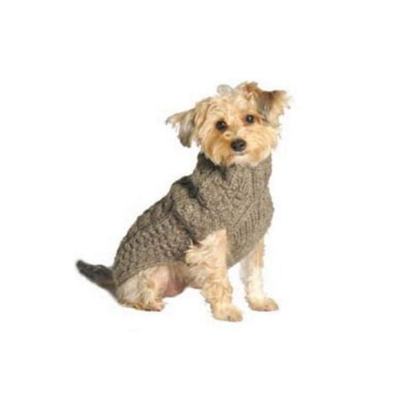 Chilly Dog Cable Dog Sweater, X-Large, Grey
