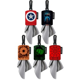 SPUDZ Classic Variety Pack Medium | Five 6" x 6" Microfiber Towels w/Neoprene Pouches | Premium Microfiber Cleaning Cloths for Laptops, Lenses, Cameras, Screens, and More | Super Hero