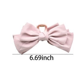 Soft Satin Pink Hair Bow Claw for Women Girls Non-Slip Shark Clip for Sweet Ponytail Bow Claw Barrette for Thick Thin Long Hair Cute Bow-knot Hair Accessory for Weeding Birthday Party