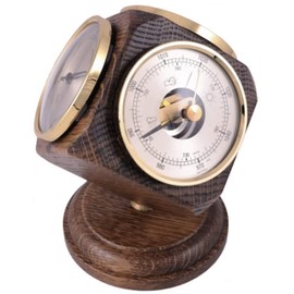 Vintage Oak Weather Station Desk Ornament - includes a thermometer, barometer, & hygrometer. - Handmade in Germany.Vintage Oak Weather Station Desk Ornament - includes a thermometer, barometer, & hygrometer. - Handmade in Germany.