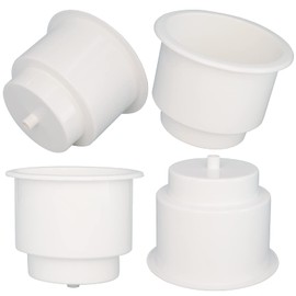 Yuanhe White Plastic Cup Drink Holder Insert with Drain for Boat Car Marine Rv, 4PCS