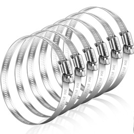 Caianwin Pack of 6 91-114 mm Hose Clamps Large Stainless Steel Pipe Clamps Adjustable Clamps for Exhaust Hose, Dryer Ventilation, Hoses, Pipes