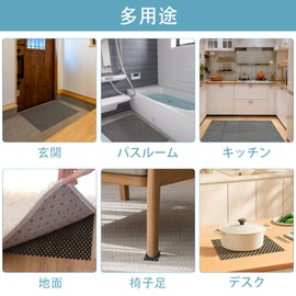 Non-Slip Mat, 90 x 100, Silent, No Deformation, Durable PVC, Black, Thick, Multipurpose, Kitchen Mat, Dining Bathroom, Floor (Black)