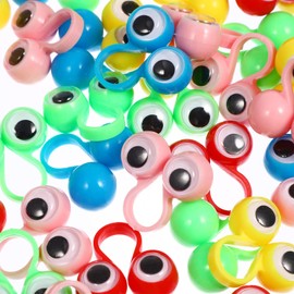Healifty 50pcs Eye Finger Puppets Googly Eye Finger Eyeball Ring Kids Party Favor Toys (Random Color)