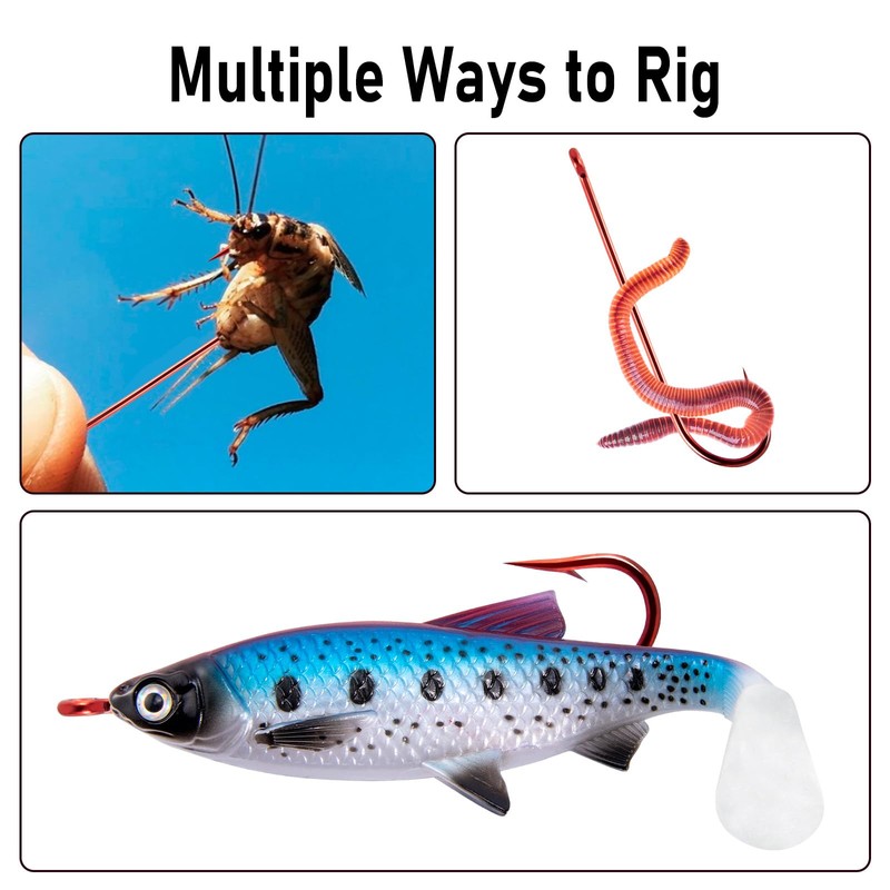 Dr.Fish 100 Pack Aberdeen Hooks Red Fishing Hooks Offset Extra