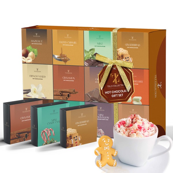 Hot Chocolate Gift Set - Flavoured Hot Chocolate 12 Pack Luxury Hot Chocolate Set Hot Chocolate Gifts For Women Men Kids Adults - Birthday Gift For Mom and Dad - Variety Pack